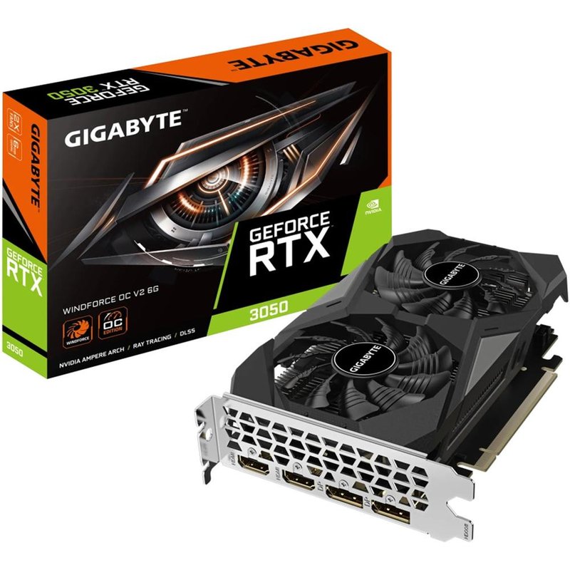 GIGABYTE GeForce RTX 3050 WINDFORCE OC V2 6G NVIDIA 6 GB GDDR6 GIGABYTE GeForce RTX 3050 WINDFORCE OC V2 6G NVIDIA 6 GB GDDR6