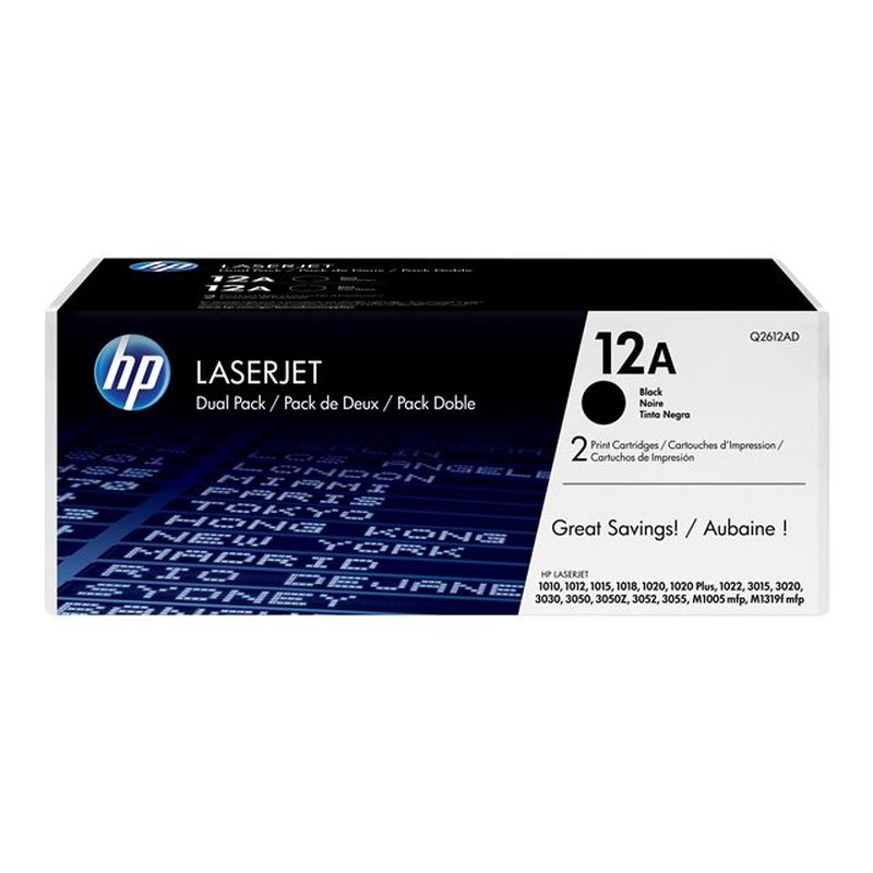 HP Pack de ahorro de 2 cartuchos de tóner original LaserJet 12A negro