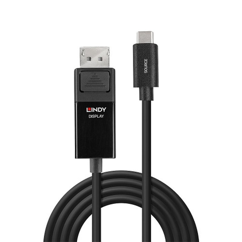 Lindy 43342 adaptador de cable de vídeo 2 m USB Tipo C DisplayPort Negro - Imagen 2