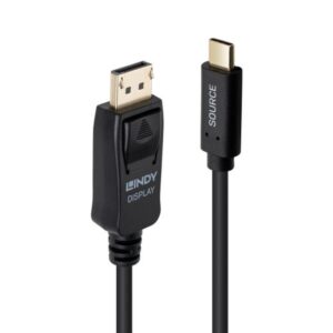 Lindy 43500 adaptador de cable de vídeo 1 m USB Tipo C DisplayPort Negro