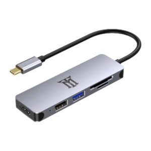 Maillon Technologique Premium MTHUB5 hub de interfaz USB 3.2 Gen 2 (3.1 Gen 2) Type-C 5000 Mbit/s Aluminio, Gris