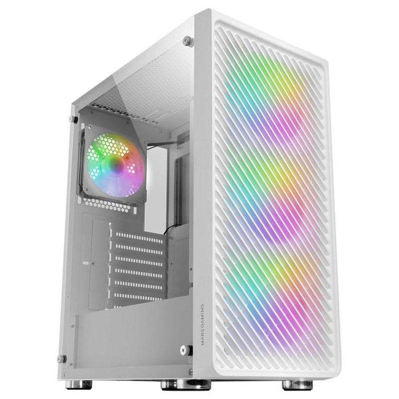 Mars Gaming MC-F, Semitorre Gaming ATX, Ventana Completa Cristal Templado, Frontal Metal-Mesh, 4X Ventiladores ARGB 120mm, Blanco Mars Gaming MC-F, Semitorre Gaming ATX, Ventana Completa Cristal Templado, Frontal Metal-Mesh, 4X Ventiladores ARGB 120mm, Blanco