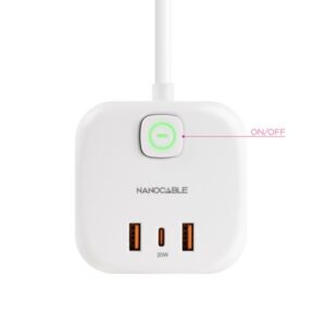 Alternative view of Nanocable Base de 3 enchufes con 3 USB (2 USB-A + 1 USB-C), GaN + PPS, PD 20W, con interruptor, Blanco
