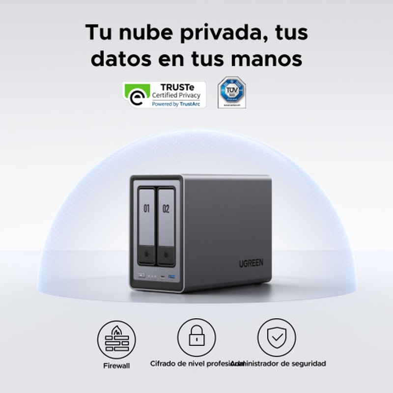 Reacondicionado | Ugreen NASync DXP2800 NAS System 2-Bay Compacto Intel® N N100 8 GB DDR5 0 TB UGOS Pro Negro - Imagen 7