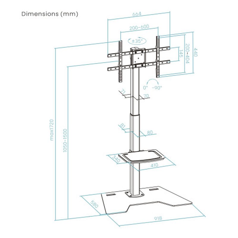 SOPORTE SUELO TOOQ "MINOS" 37-70" ROTACION 90° SOPORTE SUELO TOOQ "MINOS" 37-70" ROTACION 90° - Imagen 8