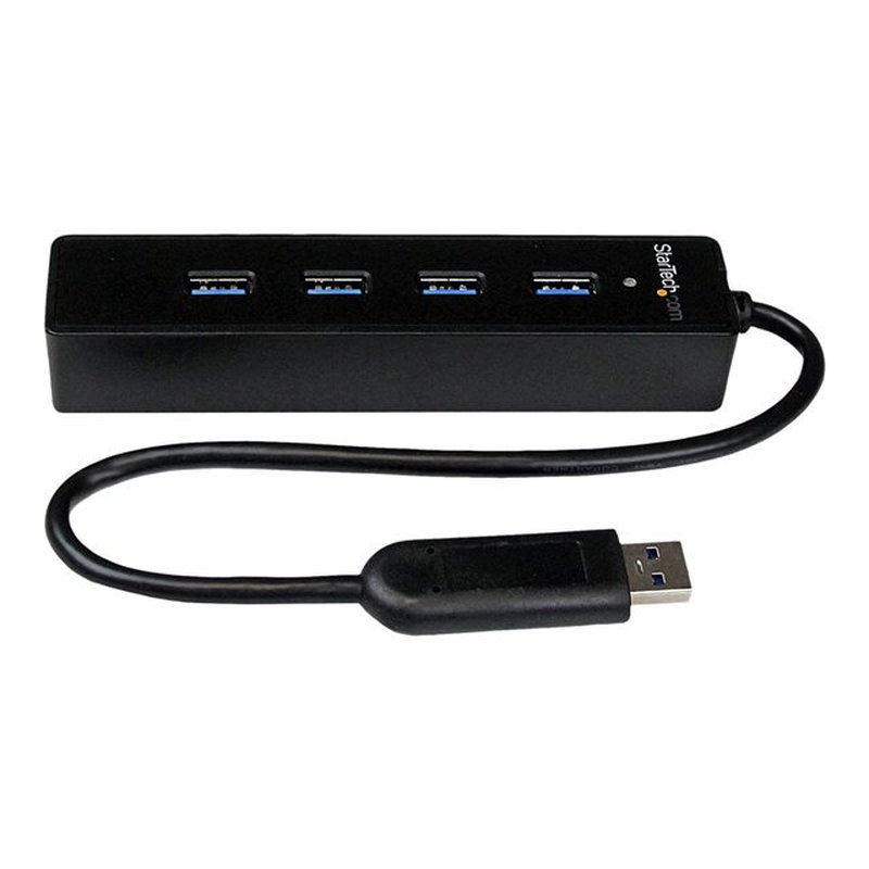 StarTech.com Adaptador Concentrador Hub Ladrón USB 3.0 Super Speed Portátil de 4 Puertos Salidas - Negro
