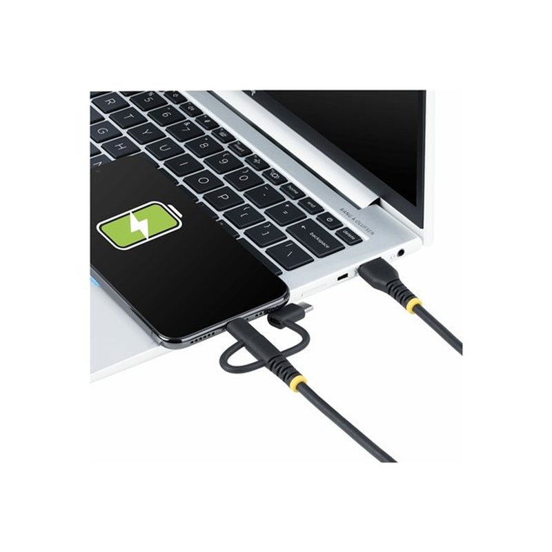 StarTech.com Cable Multicarga Resistente USB de 1m - Lightning/Micro-USB/USB-C - Certificado Apple MFi - Recubrimiento de Aramida - Cable Cargador USB Tipo C 3 en 1 - para iPhone/iPad/Android StarTech.com Cable Multicarga Resistente USB de 1m - Lightning/Micro-USB/USB-C - Certificado Apple MFi - Recubrimiento de Aramida - Cable Cargador USB Tipo C 3 en 1 - para iPhone/iPad/Android - Imagen 9