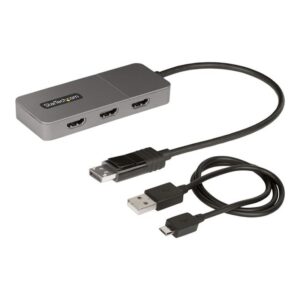 StarTech.com Hub MST de 3 Puertos - Multiplicador Divisor DisplayPort a 3 Puertos HDMI 4K60Hz - Adaptador Gráfico DP 1.4 Multimonitor - Cable de 30cm - Alimentado por USB - Solo Windows