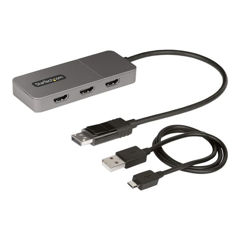 StarTech.com Hub MST de 3 Puertos - Multiplicador Divisor DisplayPort a 3 Puertos HDMI 4K60Hz - Adaptador Gráfico DP 1.4 Multimonitor - Cable de 30cm - Alimentado por USB - Solo Windows