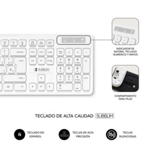TECLADO + MOUSE SUBBLIM WIRELESS BUSINESS SLIM SILENT WHITE