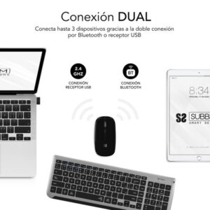 TECLADO + MOUSE SUBBLIM WIRELESS PRESTIGE EXTENDED DUAL GREY