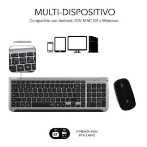 TECLADO + MOUSE SUBBLIM WIRELESS PRESTIGE EXTENDED DUAL GREY