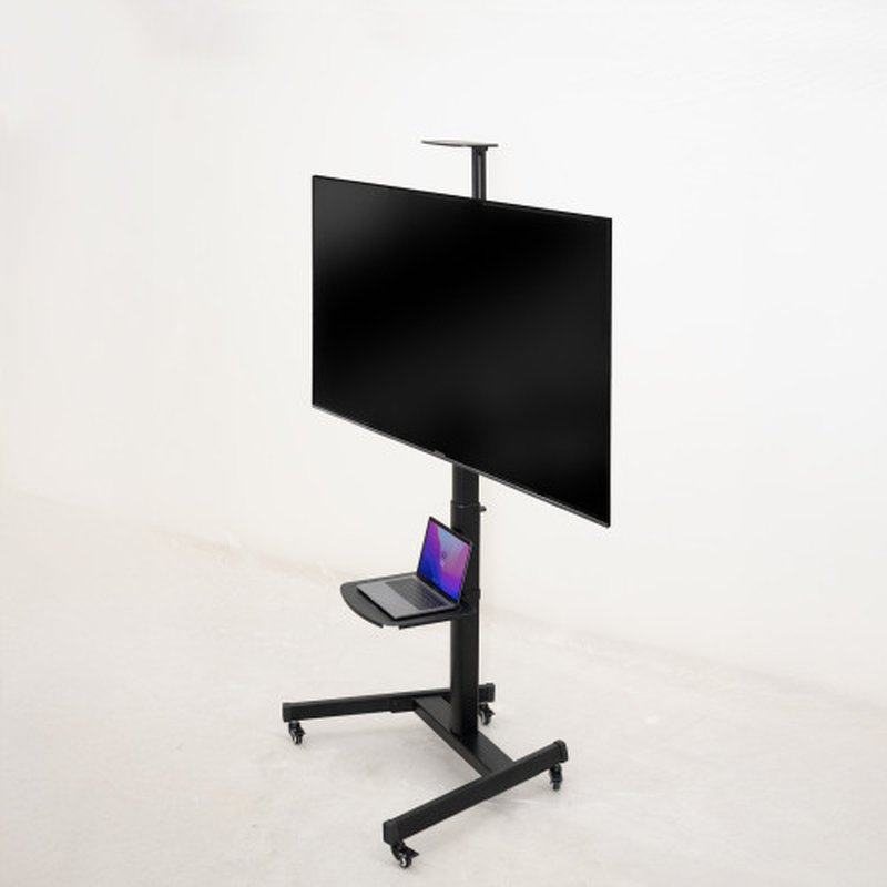 TooQ “COMETA” Soporte de Suelo con Ruedas con Regulación de Altura para Pantallas 37"- 70", Rotación 90°, Negro - Imagen 7