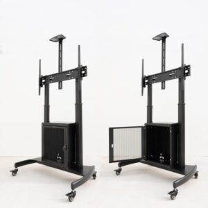 Alternative view of TooQ “NARNIA” Soporte de Suelo con Armario Multiusos + Accesorios Rack para Pantallas 60"- 100", Negro