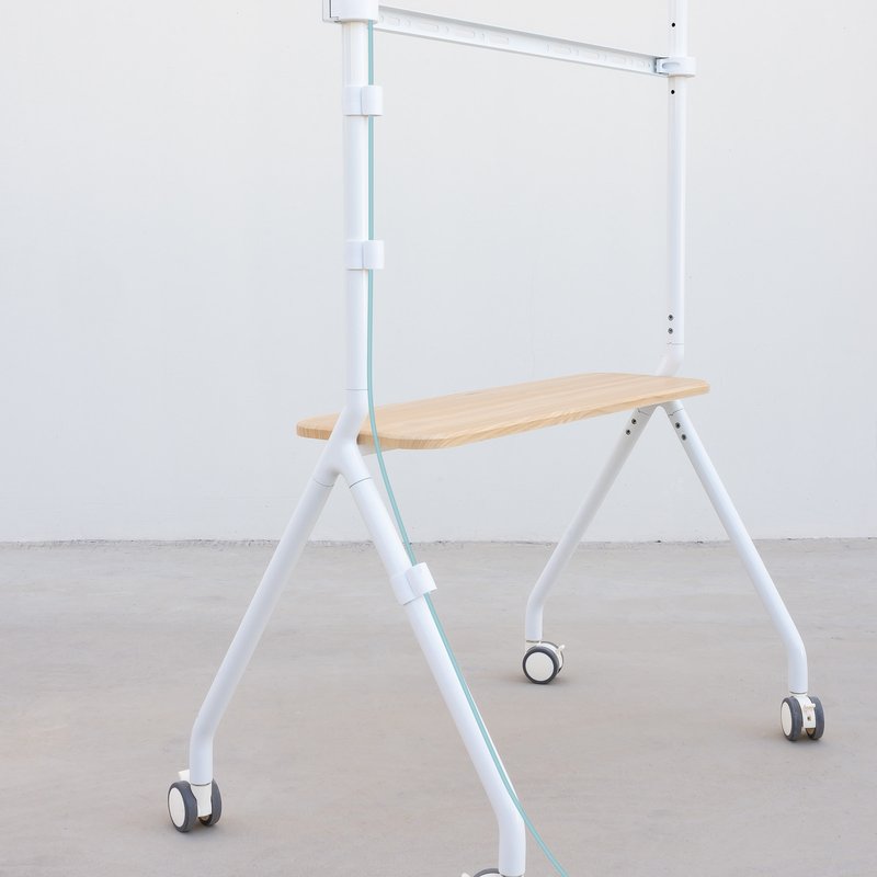 TooQ iLOVE Soporte de Suelo con Ruedas para Pantalla 49"-80", Blanco y Haya - Imagen 5