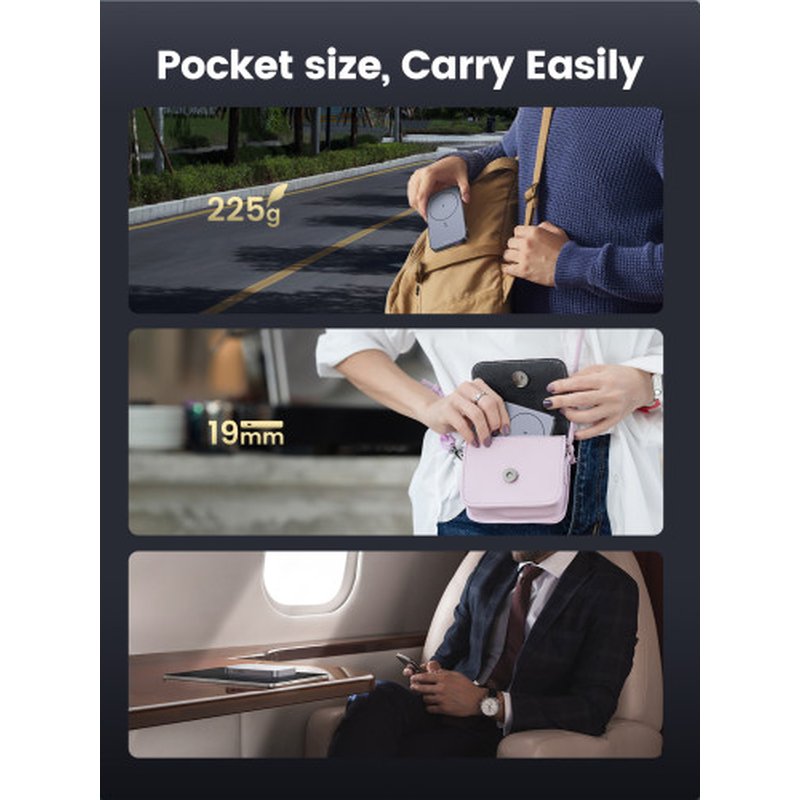 Ugreen 10000mAh Mini Powerbank Wireless 20W with MagSafe grey - Imagen 14