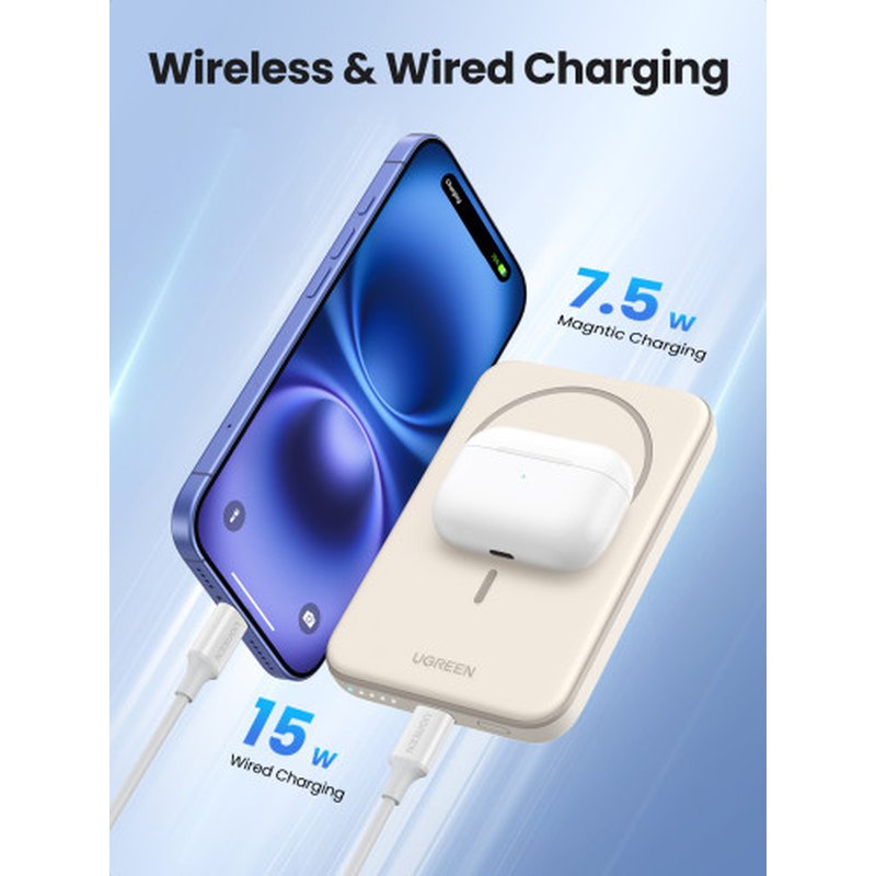 Ugreen 25207 batería externa 5000 mAh Cargador inalámbrico Negro - Imagen 5