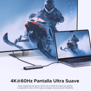 Ugreen 60515 base para portátil y replicador de puertos Alámbrico USB 3.2 Gen 1 (3.1 Gen 1) Type-C Gris