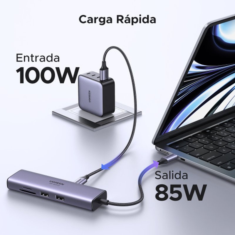 Ugreen 60515 base para portátil y replicador de puertos Alámbrico USB 3.2 Gen 1 (3.1 Gen 1) Type-C Gris - Imagen 14