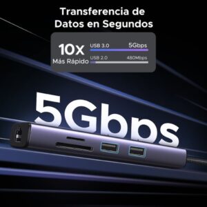 Ugreen 60515 base para portátil y replicador de puertos Alámbrico USB 3.2 Gen 1 (3.1 Gen 1) Type-C Gris