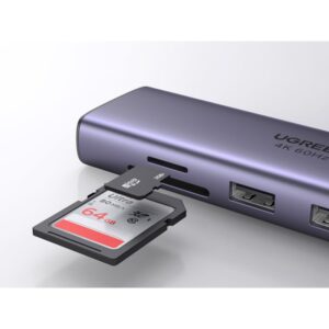 Ugreen 60515 base para portátil y replicador de puertos Alámbrico USB 3.2 Gen 1 (3.1 Gen 1) Type-C Gris