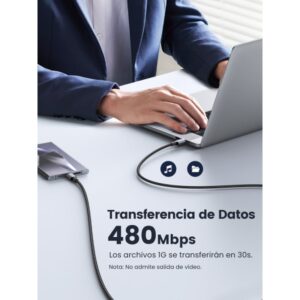 Ugreen 70427 cable USB USB 2.0 1 m USB C Negro, Plata