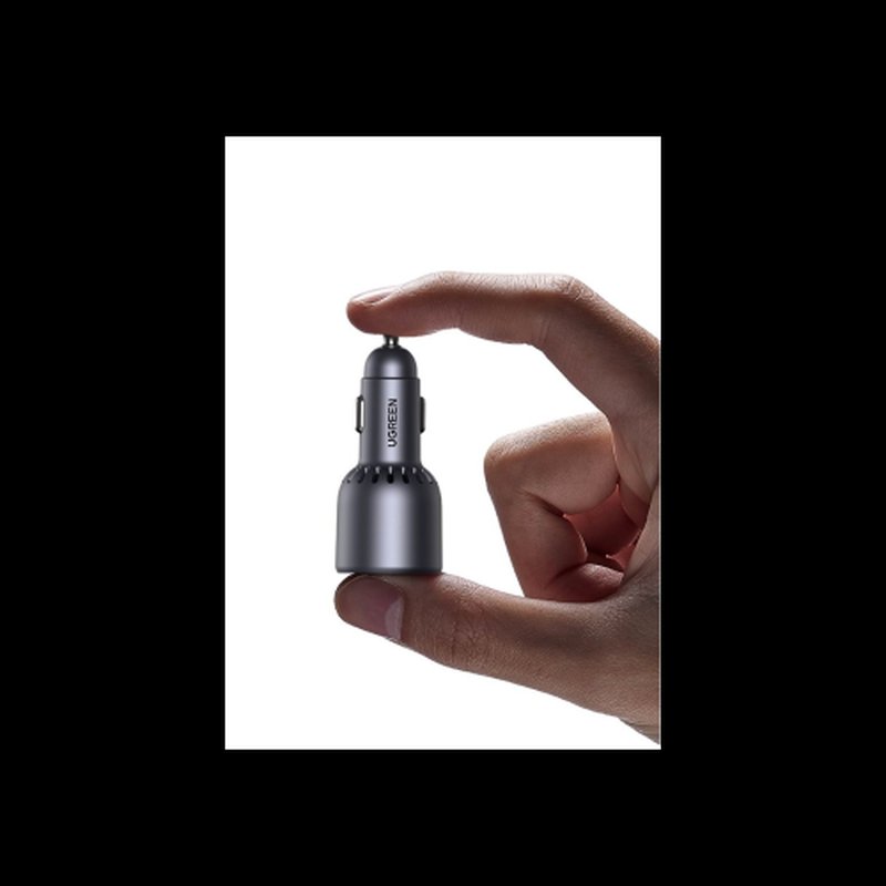 Ugreen 75W 3-Port Fast Car Charg gray Ordenador portátil, Teléfono móvil, Reloj inteligente, Tableta, Teléfono Gris Encendedor de cigarrillos Carga rápida Auto - Imagen 2