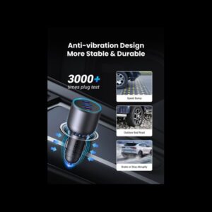 Ugreen 75W 3-Port Fast Car Charg gray Ordenador portátil, Teléfono móvil, Reloj inteligente, Tableta, Teléfono Gris Encendedor de cigarrillos Carga rápida Auto