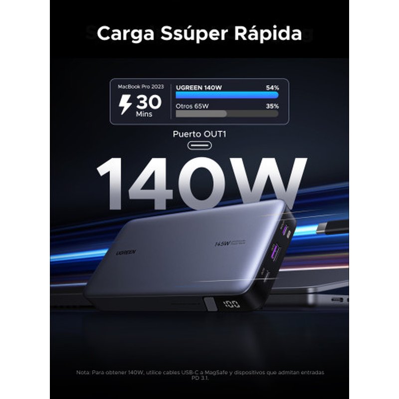 Ugreen 90597A batería externa 25000 mAh Gris Ugreen 90597A batería externa 25000 mAh Gris - Imagen 3