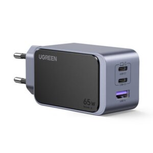 Ugreen Nexode Air 65W sieninis kroviklis, USB + 2x USB-C pilkos spalvos Ordenador portátil, Teléfono móvil, Ratón, Portátil, Batería portátil, Tableta Gris Corriente alterna Carga rápida Interior