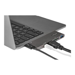 StarTech.com Adaptador Multipuertos USB C para MacBook Pro/Air - Docking Station USB Tipo C a HDMI 4K - con PD de 100W Pass-through - Lector de Tarjetas SD MicroSD - Hub Ladrón USB 3.0 de 2 Puertos
