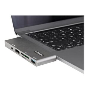 StarTech.com Adaptador Multipuertos USB C para MacBook Pro/Air - Docking Station USB Tipo C a HDMI 4K - con PD de 100W Pass-through - Lector de Tarjetas SD MicroSD - Hub Ladrón USB 3.0 de 2 Puertos