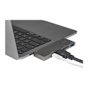 StarTech.com Adaptador Multipuertos USB C para MacBook Pro/Air - Docking Station USB Tipo C a HDMI 4K - con PD de 100W Pass-through - Lector de Tarjetas SD MicroSD - Hub Ladrón USB 3.0 de 2 Puertos